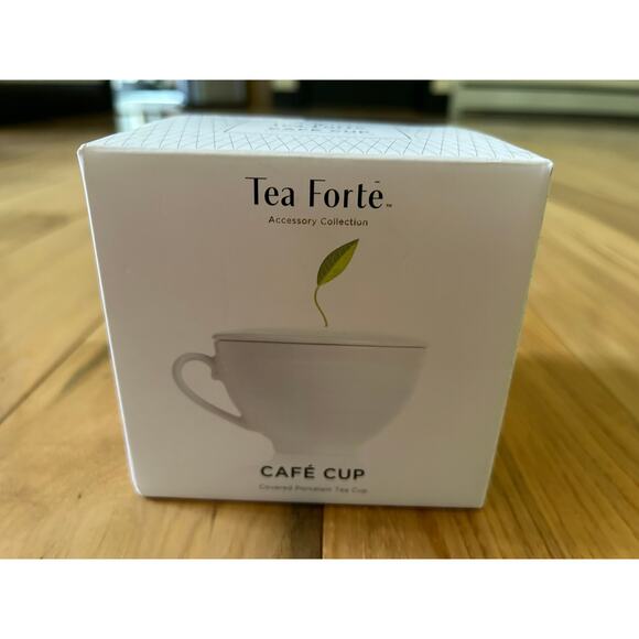 New Tea Forte Cup White Ceramic Cafe Tea Cup w/ Hole in Lid - Picture 10 of 10